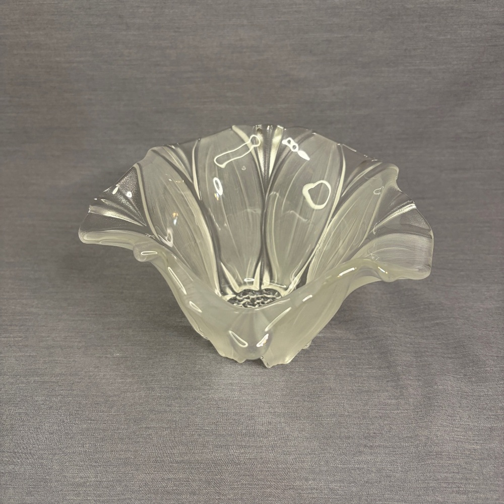 Mikasa Crystal Satin Frosted Glass Bowl Dish Candle Holder Tulip Sunflower